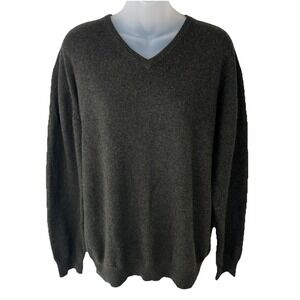 Northern Isles Long Sleeve Dark Green V-Neck Pure Cashmere Sweater Womens Size M